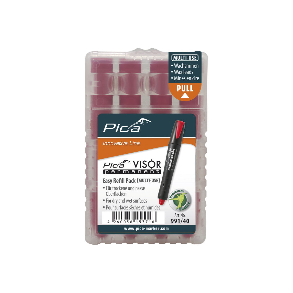  Pica VISOR Mines De Rechange Rouge Pour Marqueurs Permanent 991/40