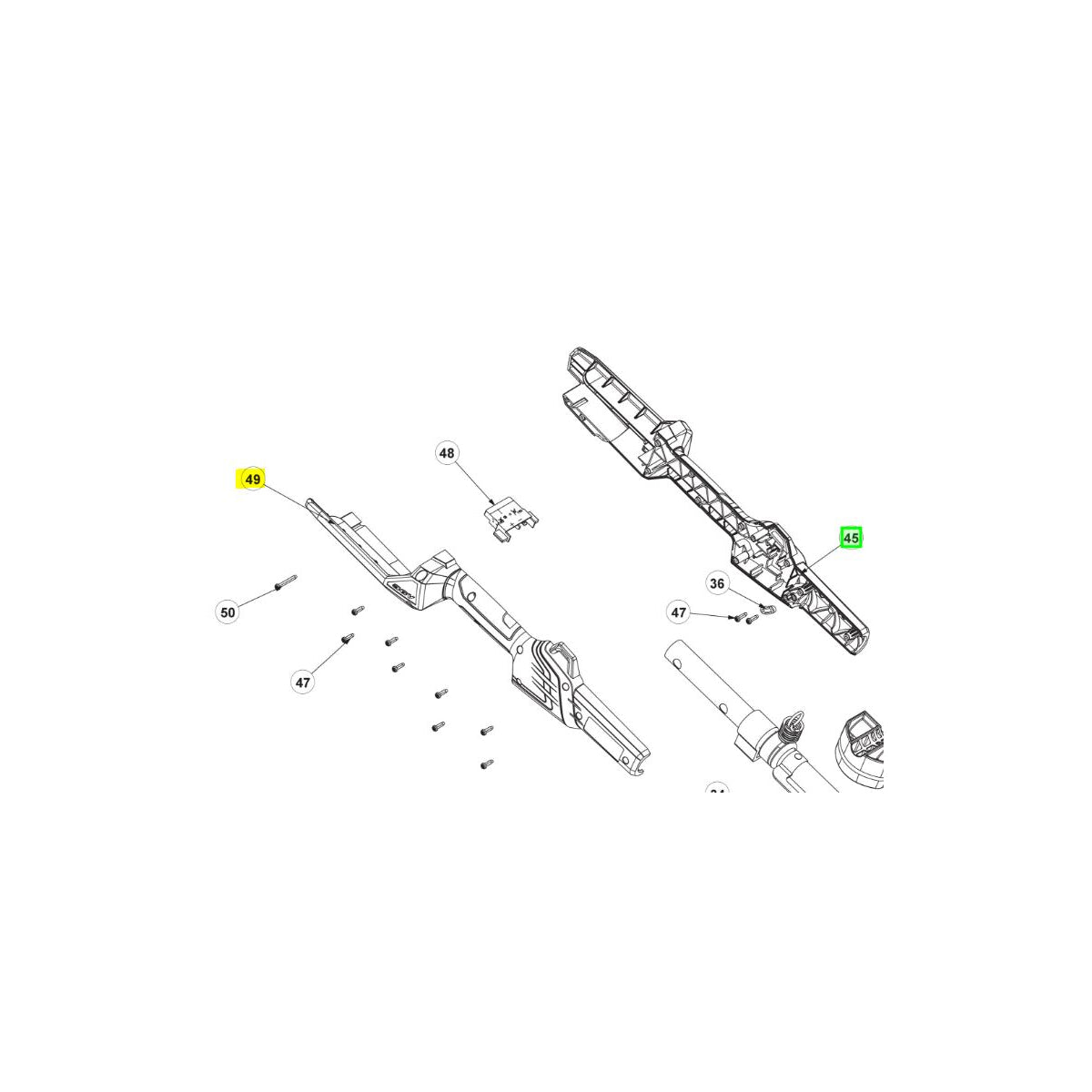  Ryobi Carter Poignée Pour Débroussailleuse RBC36X26B & RBC36B26B (5131035030 & 5131035027)