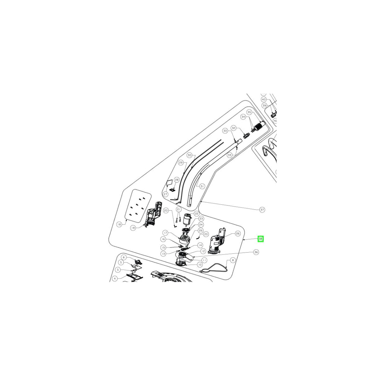  Ryobi Moteur Complet 36V Coupe-bordure RLT36C33, RLT36B33 (5131034770)