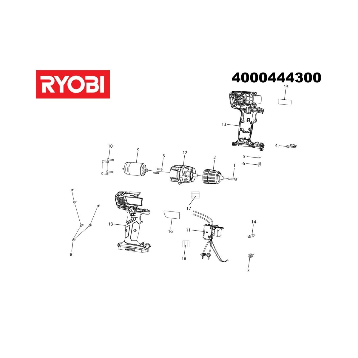  Ryobi Moteur Perceuse 12V R12SD (5131032506)