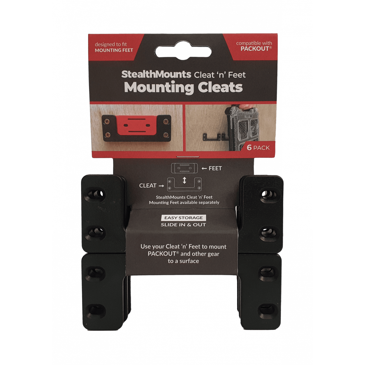  StealthMounts Cales De Montage Packout Milwaukee 6-pack NOIR OM-CL-BLK-6