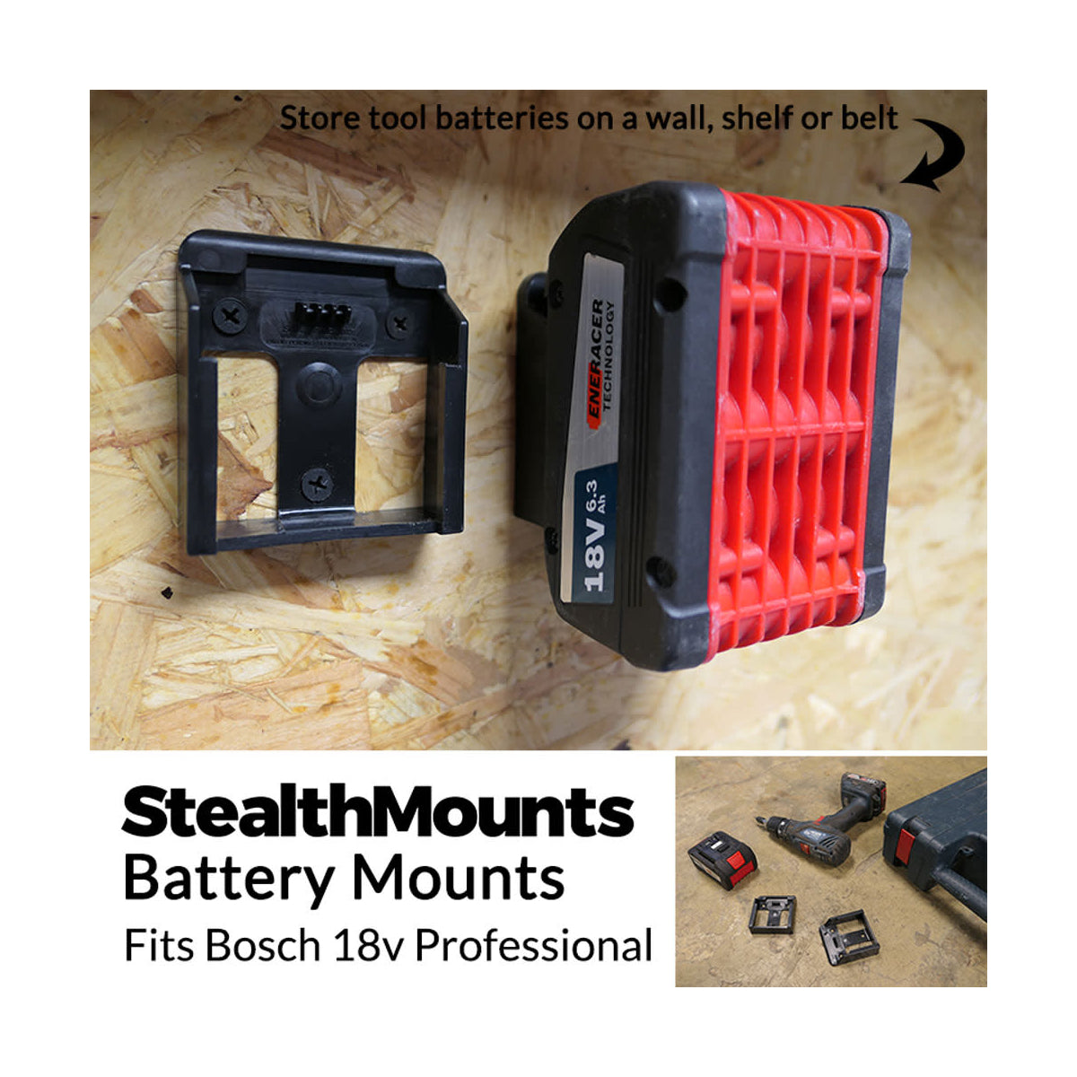  StealthMounts Supports De Batterie Bosch 18v 6-pack BLEU BM-BO18-BLU-6