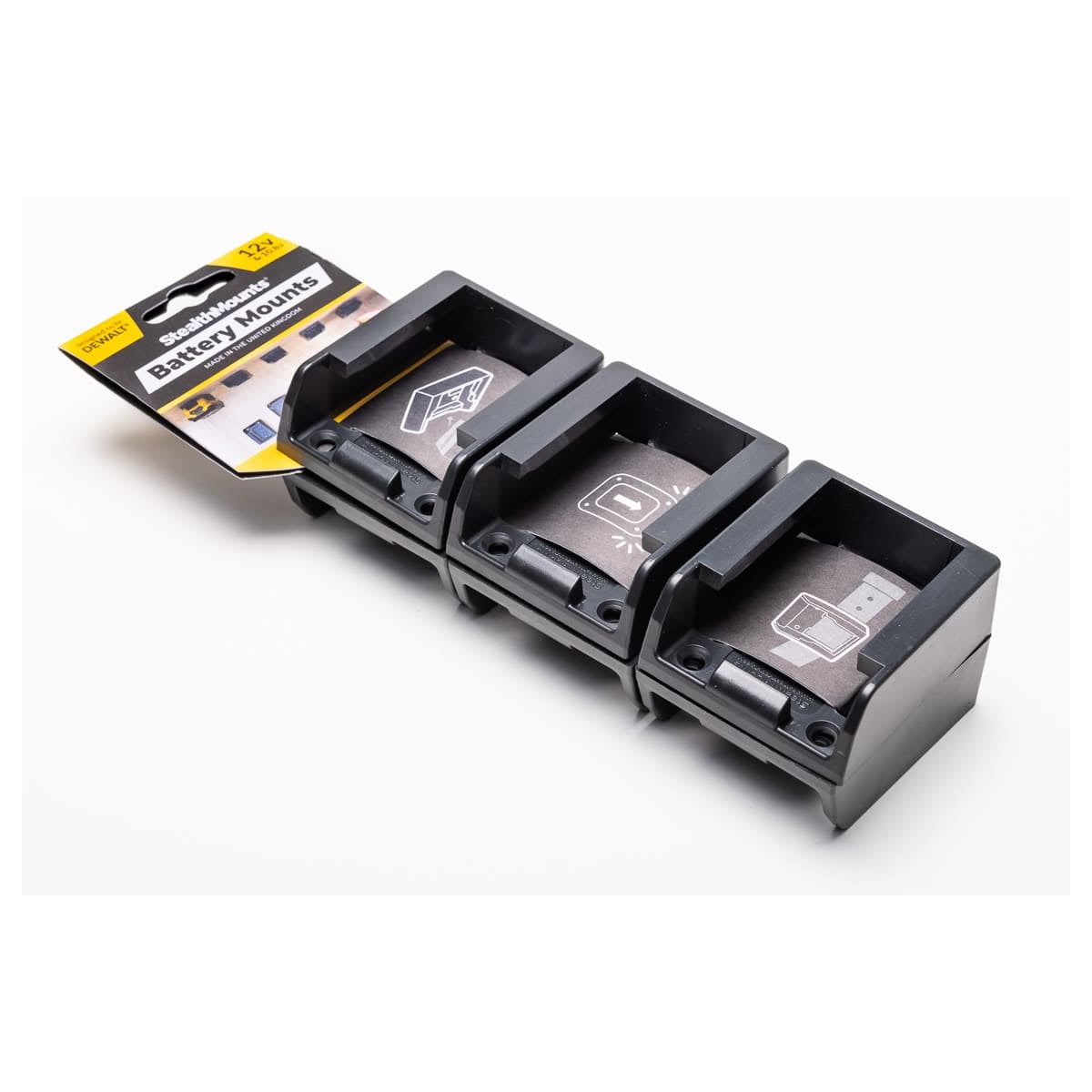  StealthMounts Supports De Batteries DeWalt 12V & 10.8V 6-pack NOIR BM-DW12-BLK-6