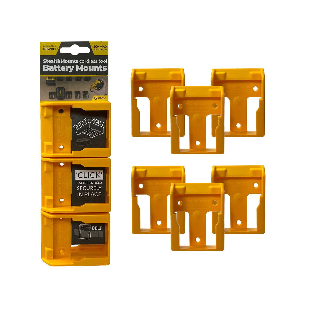  StealthMounts Supports De Batteries DeWalt 18V & 54V 6-pack JAUNE BM-DW20-YLW-6