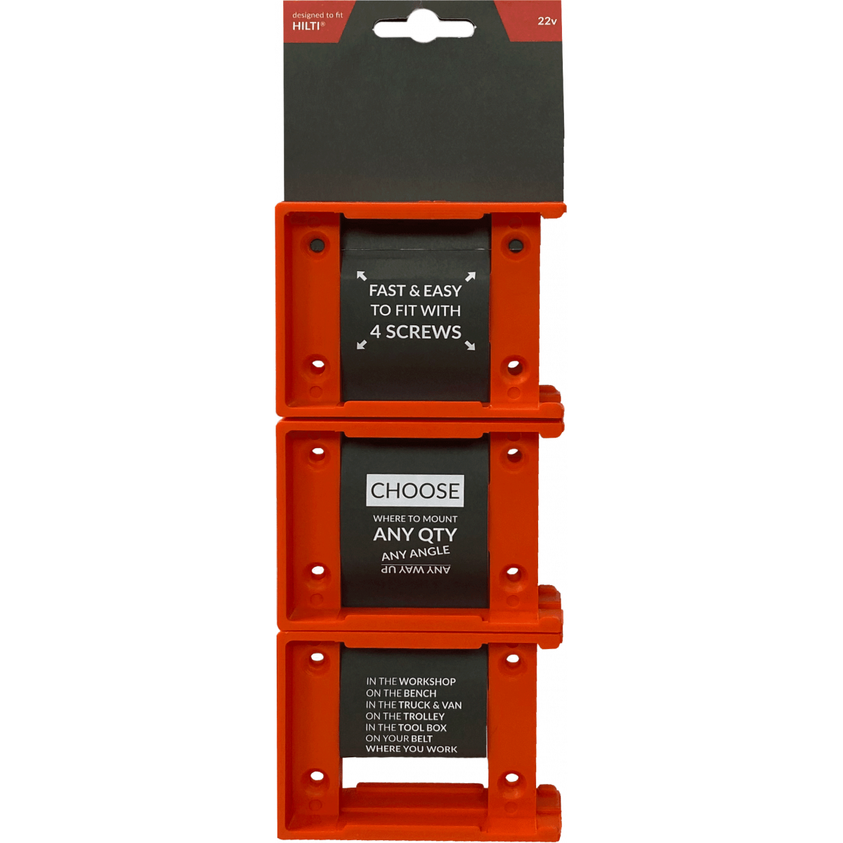  StealthMounts Supports De Batteries Hilti 22V 6-pack Orange BM-HT22-ORG-6