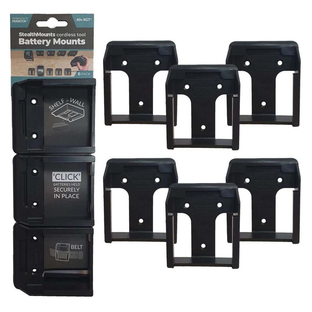  StealthMounts Supports De Batteries Makita 40V XGT 6-pack Noir BM-MK40-BLK-6