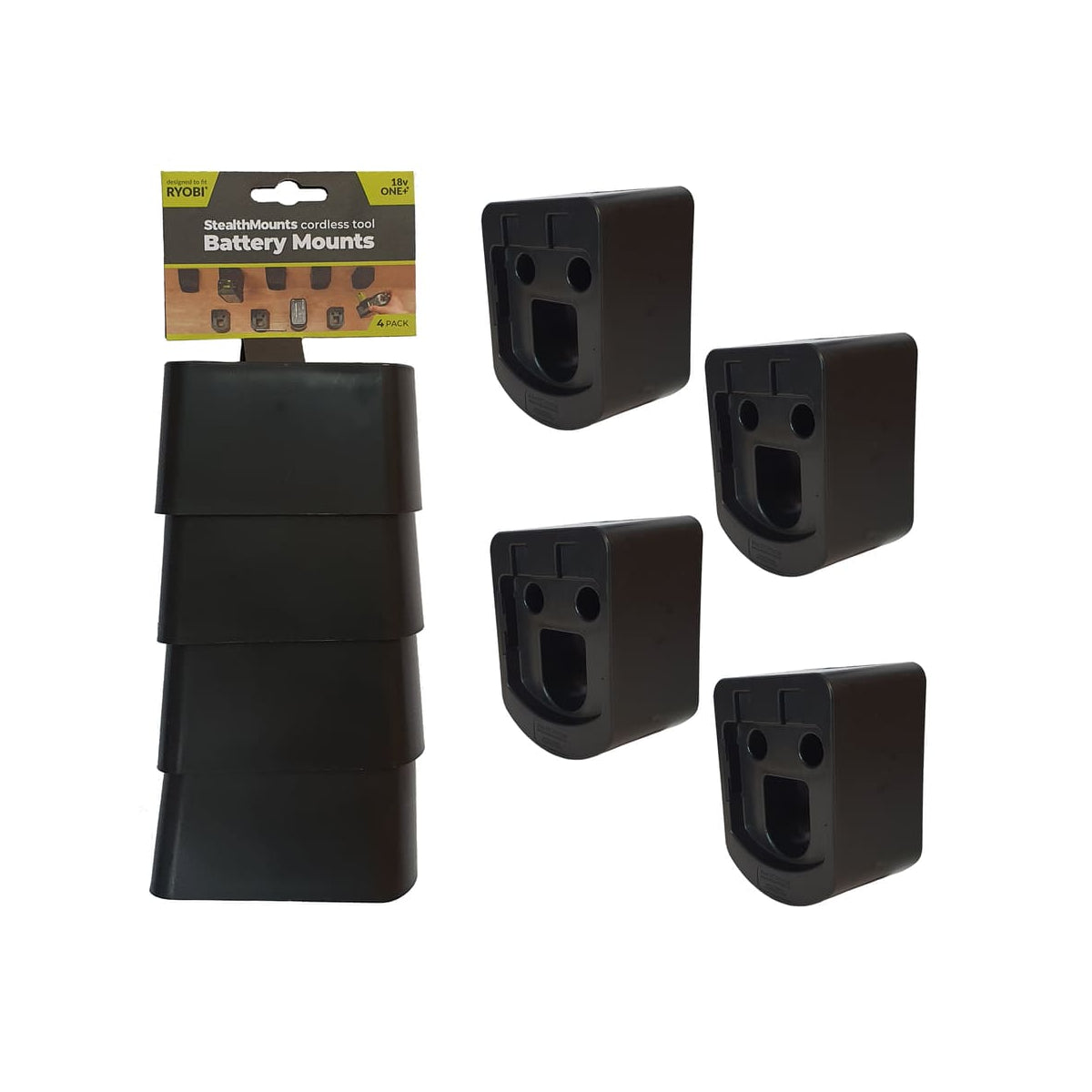  StealthMounts Supports De Batteries Ryobi ONE+ 18V 6-pack Noir BM-RY18-4