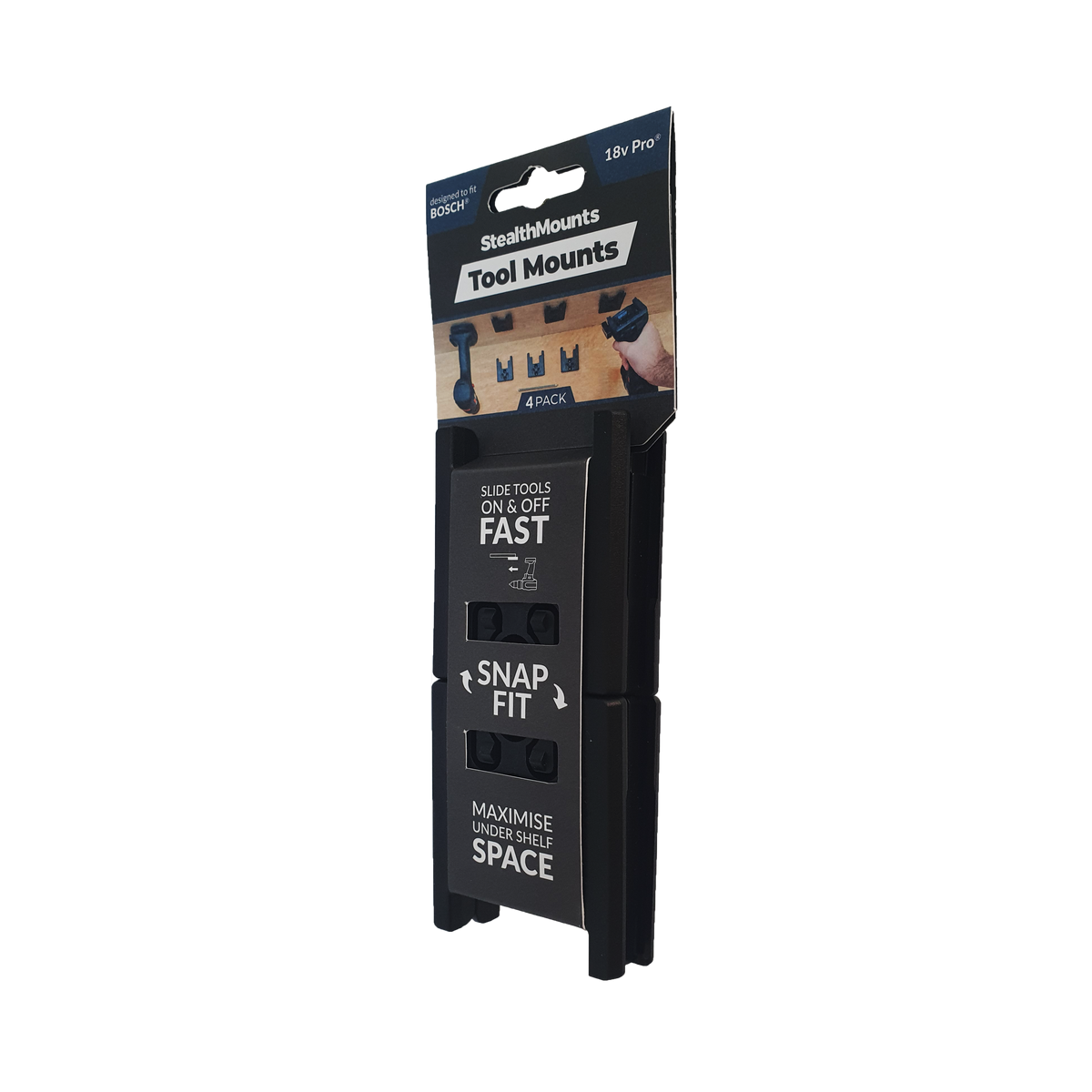  StealthMounts Supports De Machines Bosch 18v 4-pack NOIR TM-BO18-BLK-4