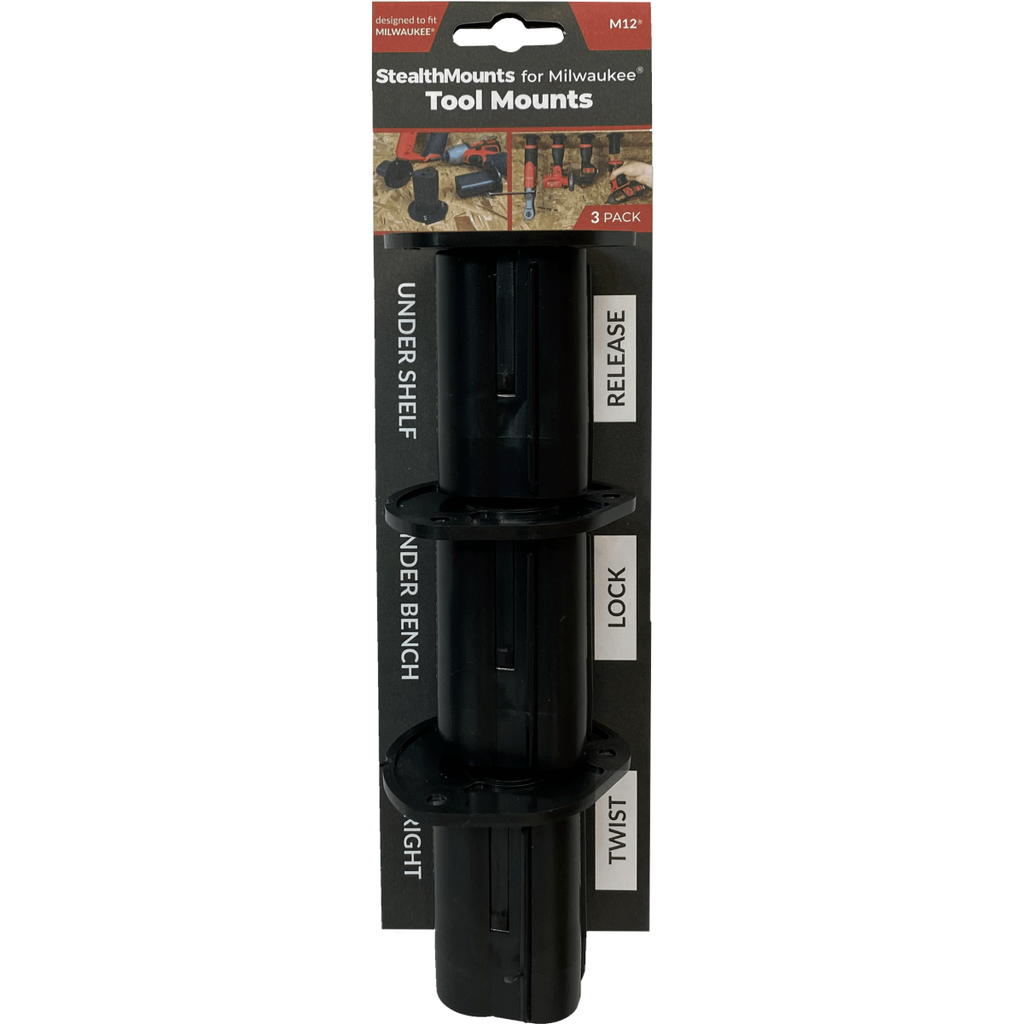  StealthMounts Supports De Machines Milwaukee 12v 3-pack NOIR TM-MW12-BLK-3