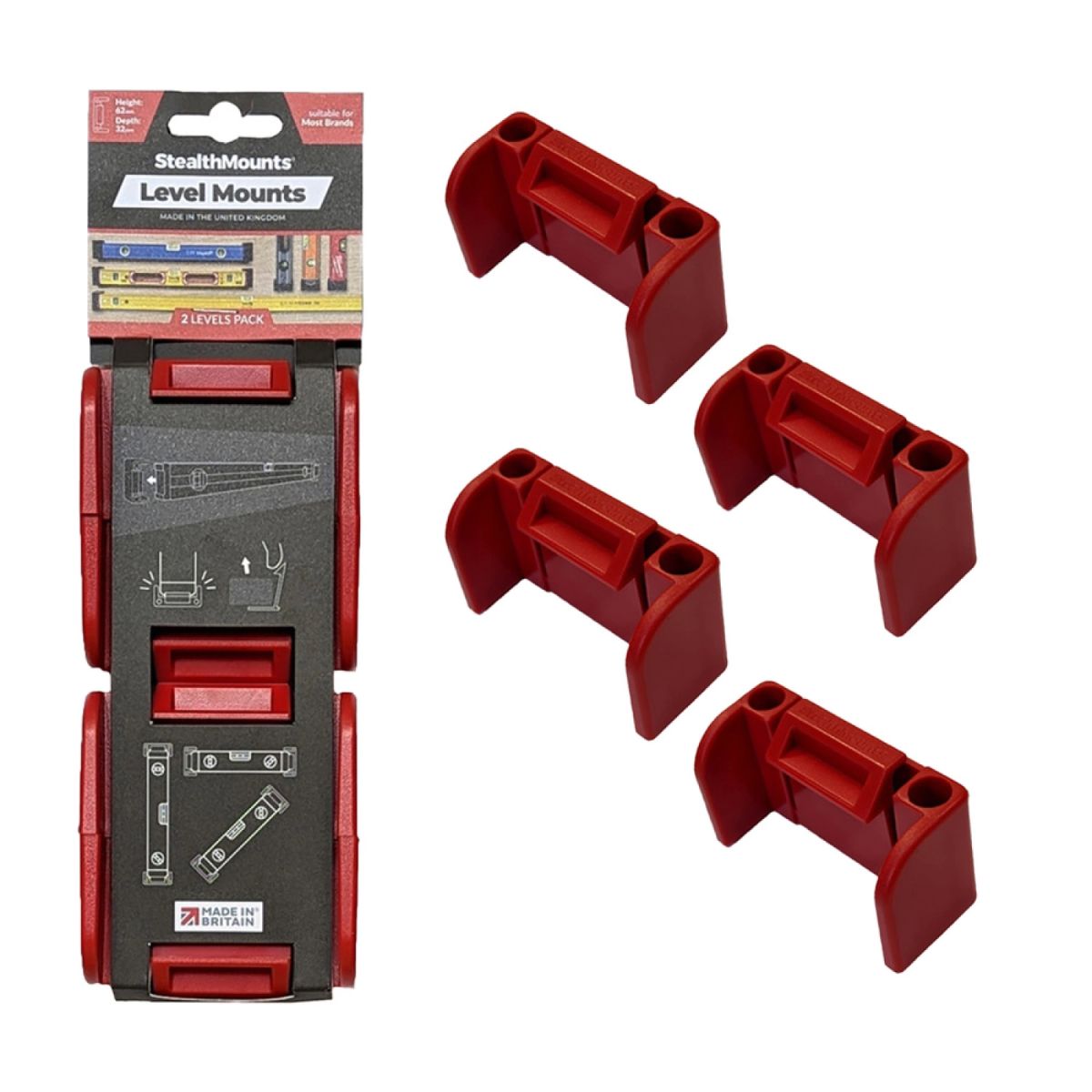  StealthMounts Supports De Niveaux Rouge OM-LM-RED-2