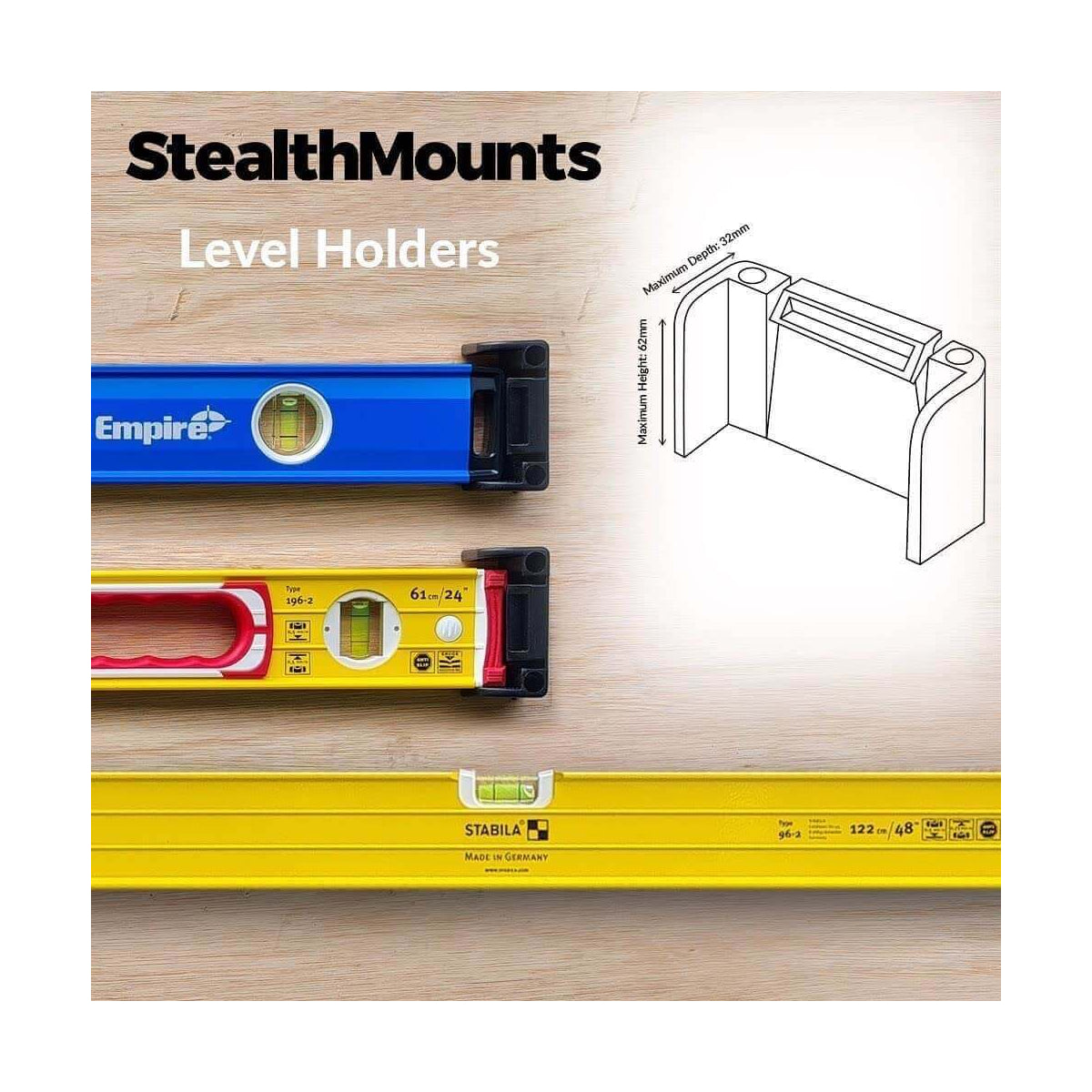  StealthMounts Supports De Niveaux Rouge OM-LM-RED-2