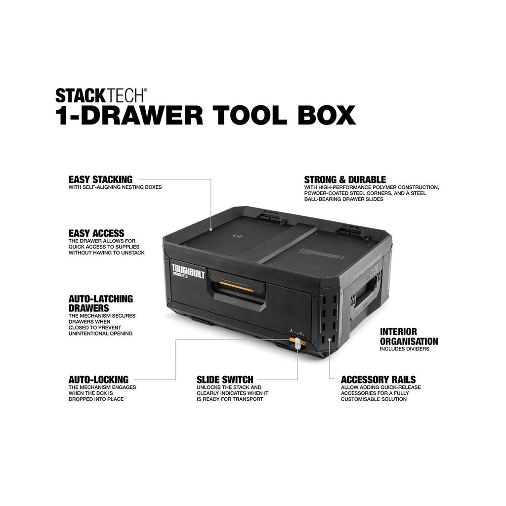  Toughbuilt Boîte à Outils à 1 Tiroir StackTech TB-B1-D-30-1