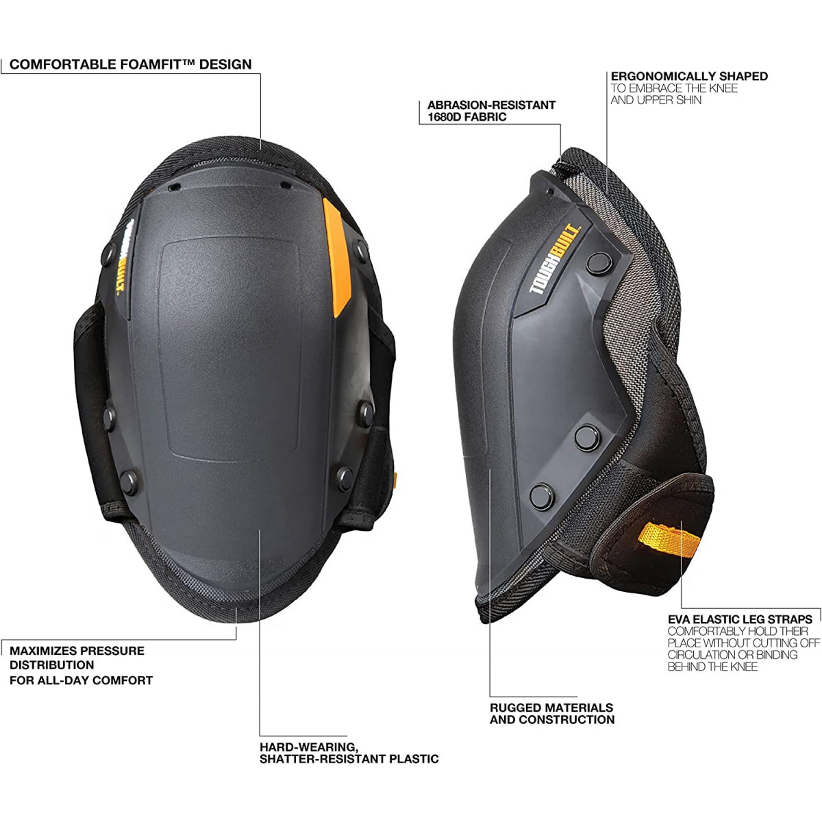  ToughBuilt Genouillères à Bascule Mousse FoamFit à Coque Rigide TB-KP-201R