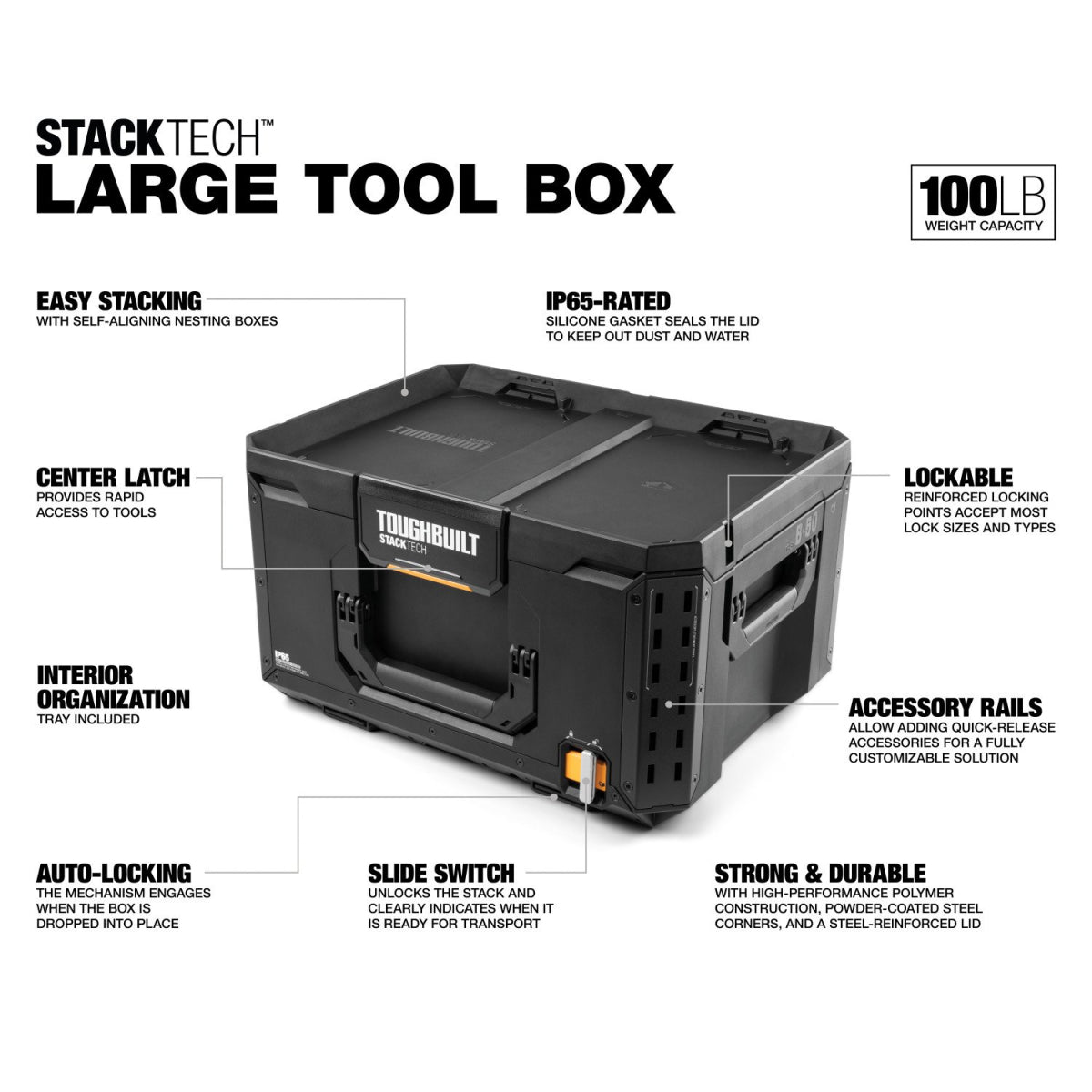  Toughbuilt Grand Coffre à Outils StackTech TB-B1-B-50