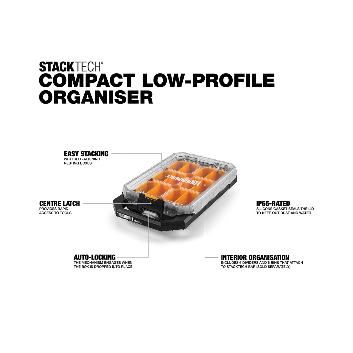  Toughbuilt Organisateur Compacte Mince StackTech TB-B1-O-10C