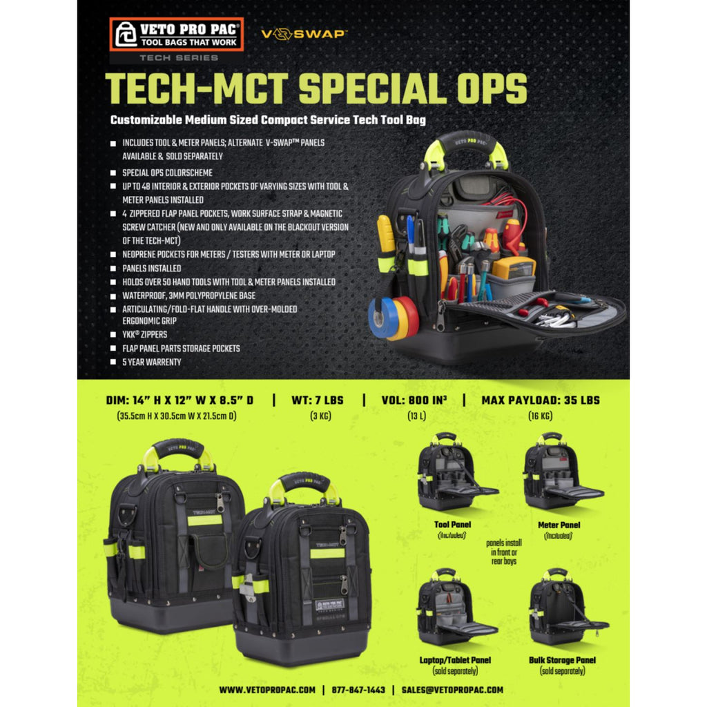  Veto Pro Pac Sac à Outils Ouvert Compact Veto Tech MCT Special Ops (AX3701)